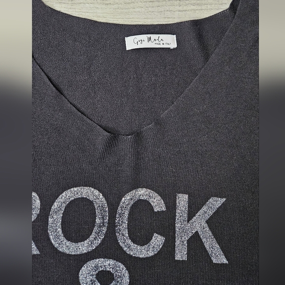 Gigi Moda Mohair Blend Rock & Love Black Dolman 3/4 Sleeve Sweater ONE SIZE 1218 - Picture 7 of 9